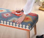 Atelier Del Sofa Banco Azul Algodón Lino Patas Haya 91x46x42 cm Comodidad y Estilo